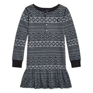 Polo Ralph Lauren Girls Fair Isle Waffle Knit Henley Dress XL Casual Preppy